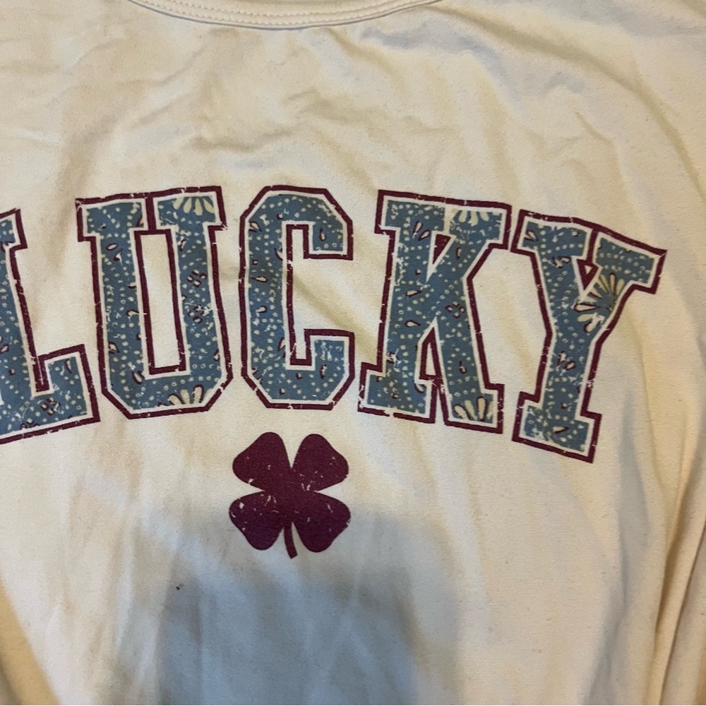 Lucky Graphic Tank and Blue Printed Drawstring Shorts and top pajama set - Picture 5 of 7